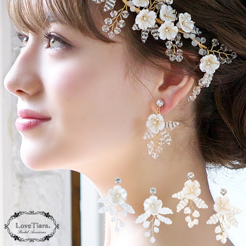 ルチアイヤリング/ピアスTE-04|花嫁 ウエディング 結婚式 小枝 花