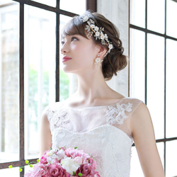 ルチア イヤリング / ピアス(TE-04) |花嫁 シルバー ゴールド 小枝  花 ウエディング 結婚式 前撮り 挙式 6枚目の画像