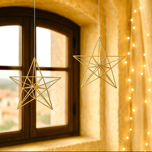 2点セット・吊るす星の真鍮ヒンメリ・北欧インテリア・Starr No.5