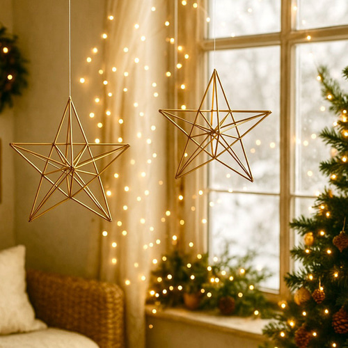 2点セット・吊るす星の真鍮ヒンメリ・北欧インテリア・Starr No.5