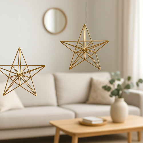 2点セット・吊るす星の真鍮ヒンメリ・北欧インテリア・Starr No.5