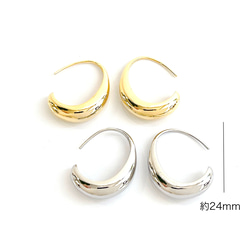 ych01 【1對】約24mm水滴形16KGP金鉤耳環 第7張的照片