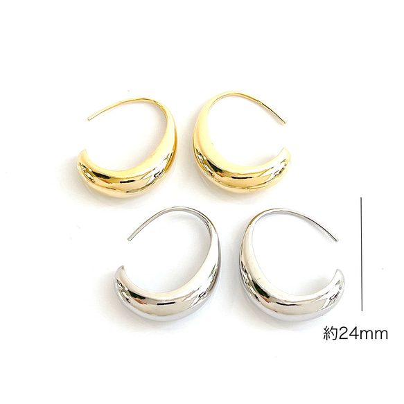 ych01 【1對】約24mm水滴形16KGP金鉤耳環 第7張的照片