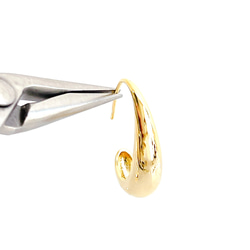 ych01 【1對】約24mm水滴形16KGP金鉤耳環 第2張的照片