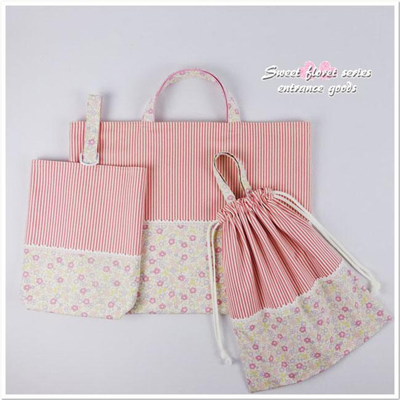 入園入学3点セット レッスンバッグ＆シューズケース＆巾着 小花柄ピンク 入園入学3点セット レッスンバッグ＆シューズケース＆巾着 小花柄ピンク