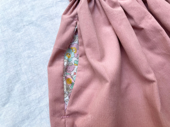 リバティポケットのコーデュロイスカート/スモークピンク/100〜160 3枚目の画像
