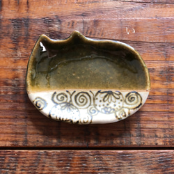 和柄のネコ豆皿　<ヨコ> 2枚目の画像