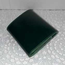 【本革】本革小さめ二つ折り財布（カラー：グリーン） 2枚目の画像