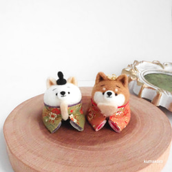 [訂做] 女兒節 - 桃花祭 - 麻友柴犬雛娃娃套裝 日式圖案型羊毛氈 第4張的照片