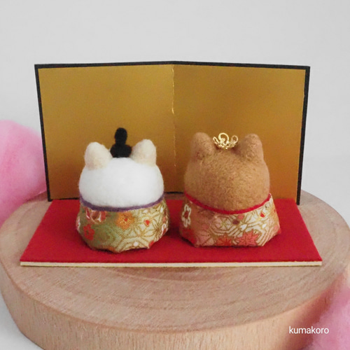 受注製作】ひなまつり ‐桃の節句‐ まゆ柴犬の雛人形セット 和柄タイプ
