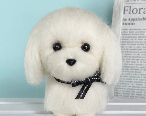 羊毛フェルト  マルチーズ  家族 マルチーズの羊毛フェルト 犬 羊毛フェルト chai♡hima 通販