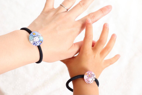 ヘアゴム　ヴェネチアングラス　あおのヘアゴム 8枚目の画像