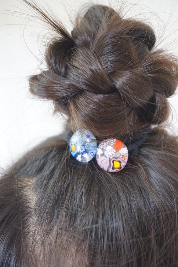 ヘアゴム　ヴェネチアングラス　あおのヘアゴム 12枚目の画像