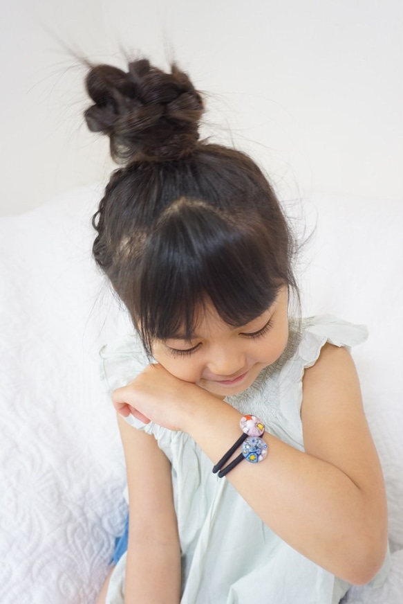 ヘアゴム　ヴェネチアングラス　あおのヘアゴム 1枚目の画像