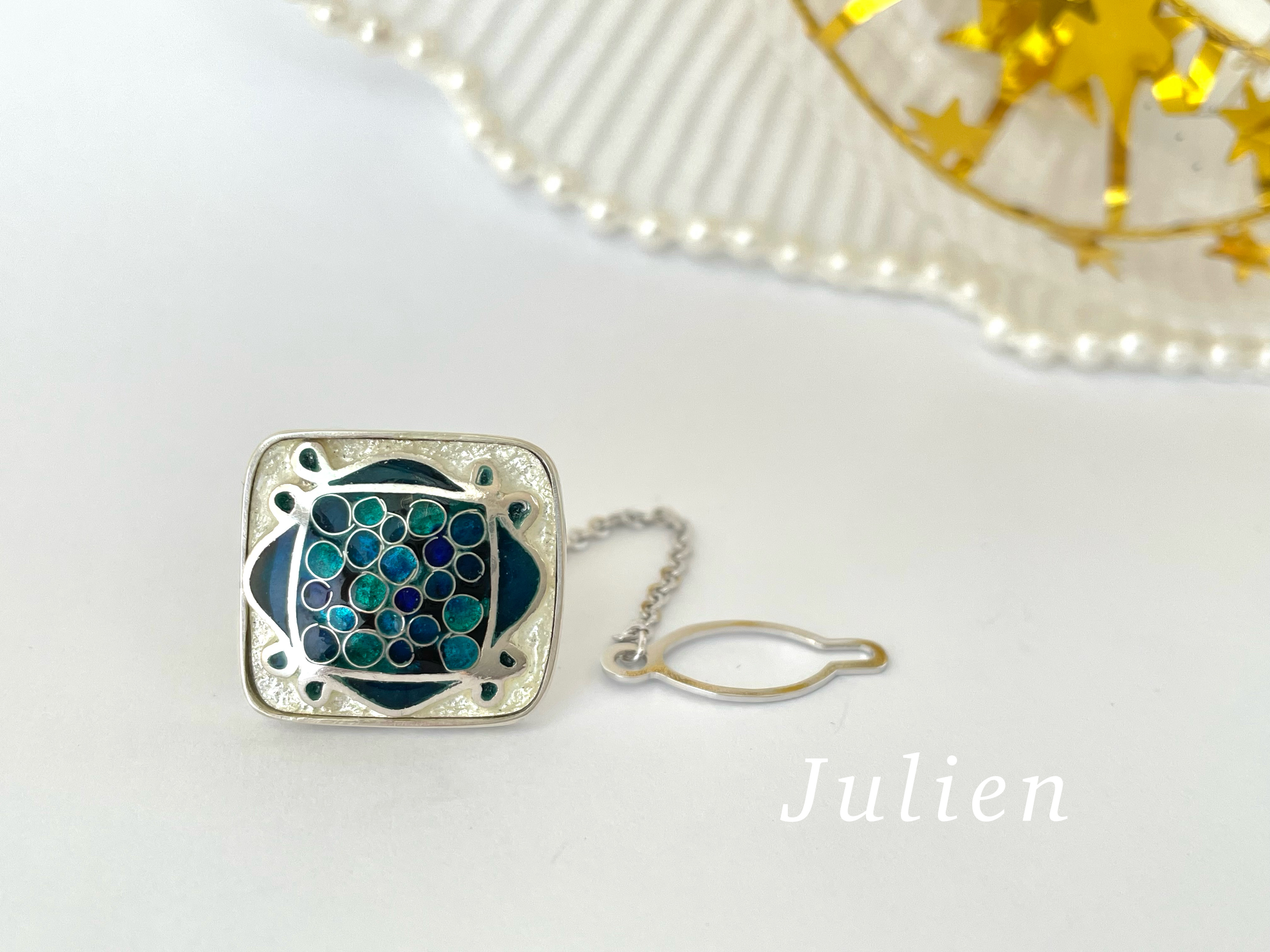 有線七宝シルバー925タイタック(7)