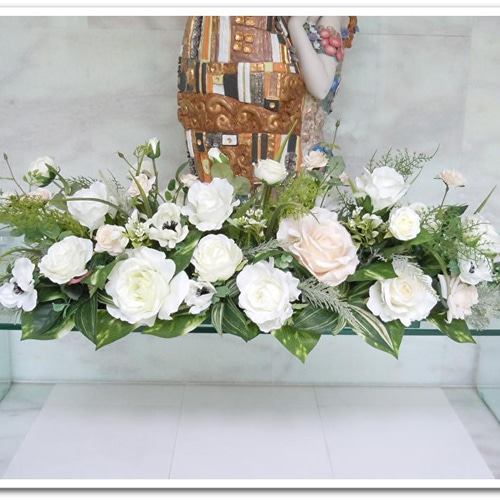 ◇ナチュラル ホワイト＆グリーン 90cm テーブル装花