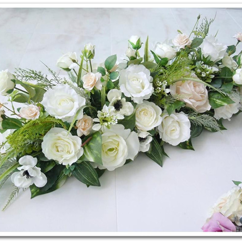 ◇ナチュラル ホワイト＆グリーン 90cm テーブル装花◇ウエディング