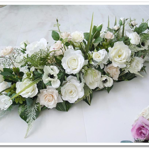 美品】ホワイト グリーン アレンジメント 12個セット 造花 装花