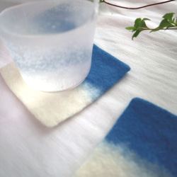 バイカラーコースター(藍染×白) 3枚目の画像