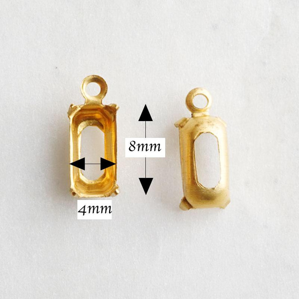 オクタゴン8×4ミリ用、真鍮製の石座カン付き（12コ） 3枚目の画像