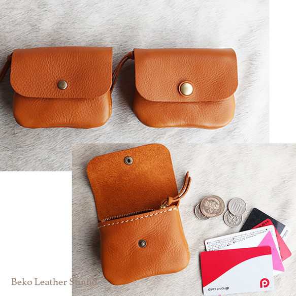 小さな革の財布/ミニ革の財布/コインケース/mini-camel 1枚目の画像