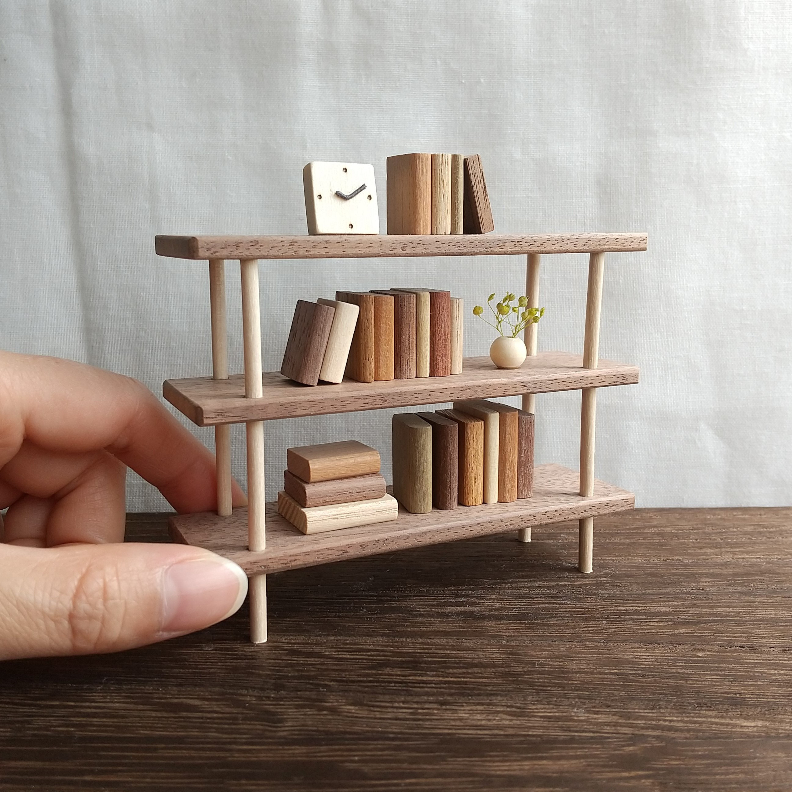 木製　オープンシェルフ　本棚 木製ミニチュア本棚 オープンシェルフ型（茶色） その他置物 木