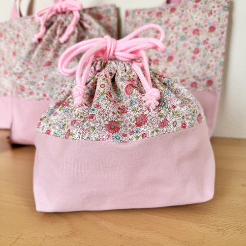 ピンク花柄＊入園入学＊レッスンバッグ5点セット その他入園グッズ 結