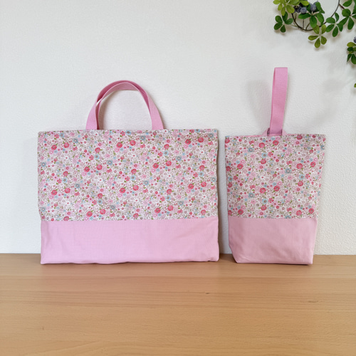 ピンク花柄＊入園入学＊レッスンバッグ5点セット その他入園グッズ 結