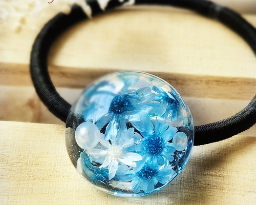 スイートブルーなあめ玉ヘアゴムmarry.c's handmadeaccessory ヘアゴム