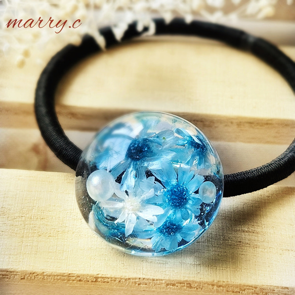 スイートブルーなあめ玉ヘアゴムmarry.c's handmadeaccessory ヘアゴム