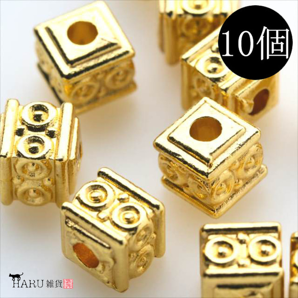 [10個]金屬珠j3/Gold★Spacer Rondel Square Small Accessory parts 第1張的照片
