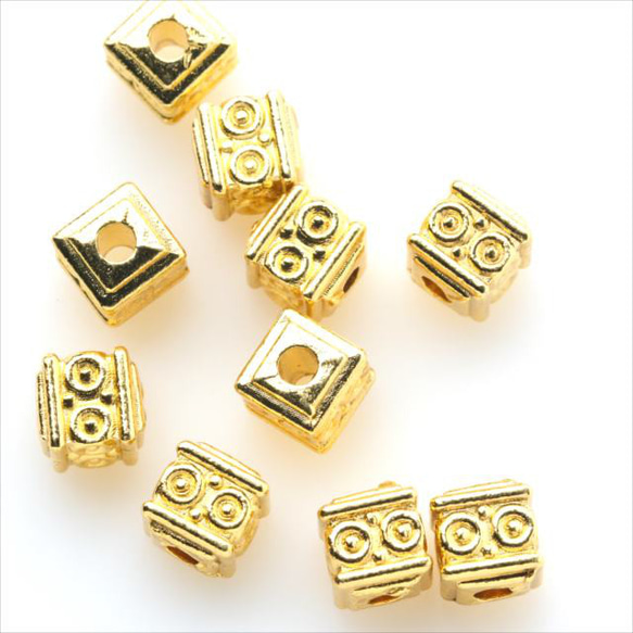 [10個]金屬珠j3/Gold★Spacer Rondel Square Small Accessory parts 第2張的照片