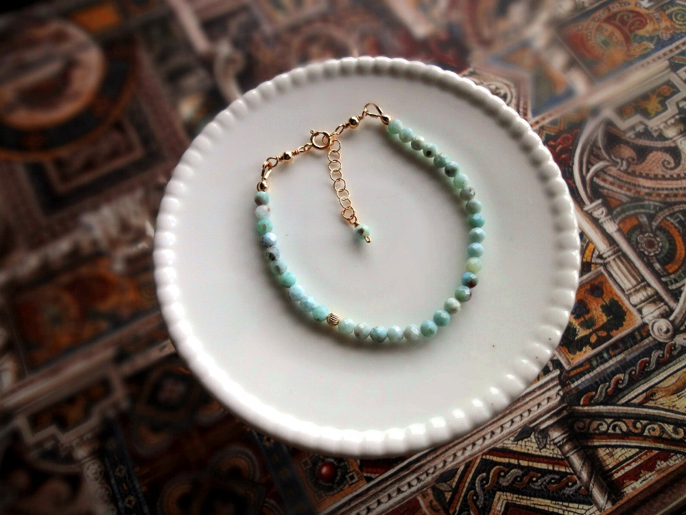 天然石 ラリマーのコードブレスレット  ■ Turning Point 14KGF