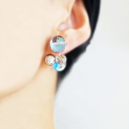 シャボン・ピアス＞ オーロラ ピアス（スタッド・一粒） fast couture 