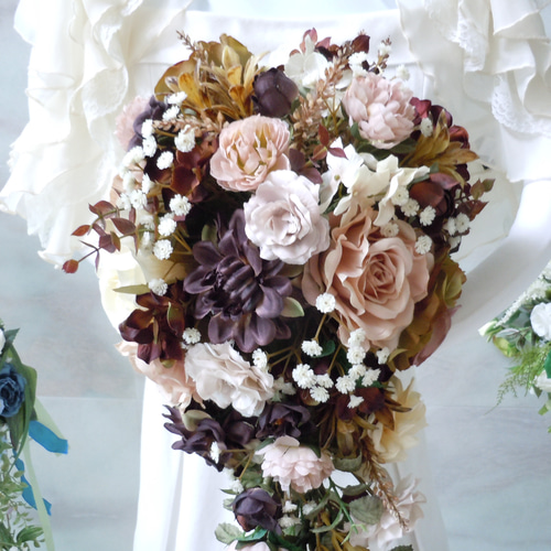 ◇アンティークカラーのキャスケードブーケ◇ブラウン クラシカル