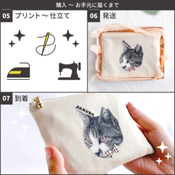 【うちの子刺繍】フラットポーチ ファスナーポーチ ポケットティッシュ入れ付き【刺繍】UT-001 4枚目の画像