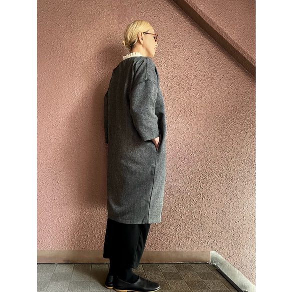 RATA❤️祖父母和入學考試❤️簡約休閒外套，輪廓優美❤️灰色人字形材料 第9張的照片