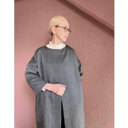 RATA❤️祖父母和入學考試❤️簡約休閒外套，輪廓優美❤️灰色人字形材料 第6張的照片