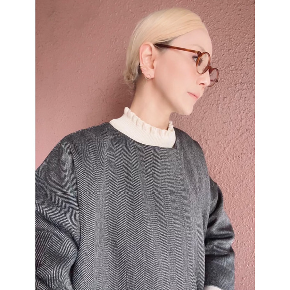 RATA❤️祖父母和入學考試❤️簡約休閒外套，輪廓優美❤️灰色人字形材料 第2張的照片