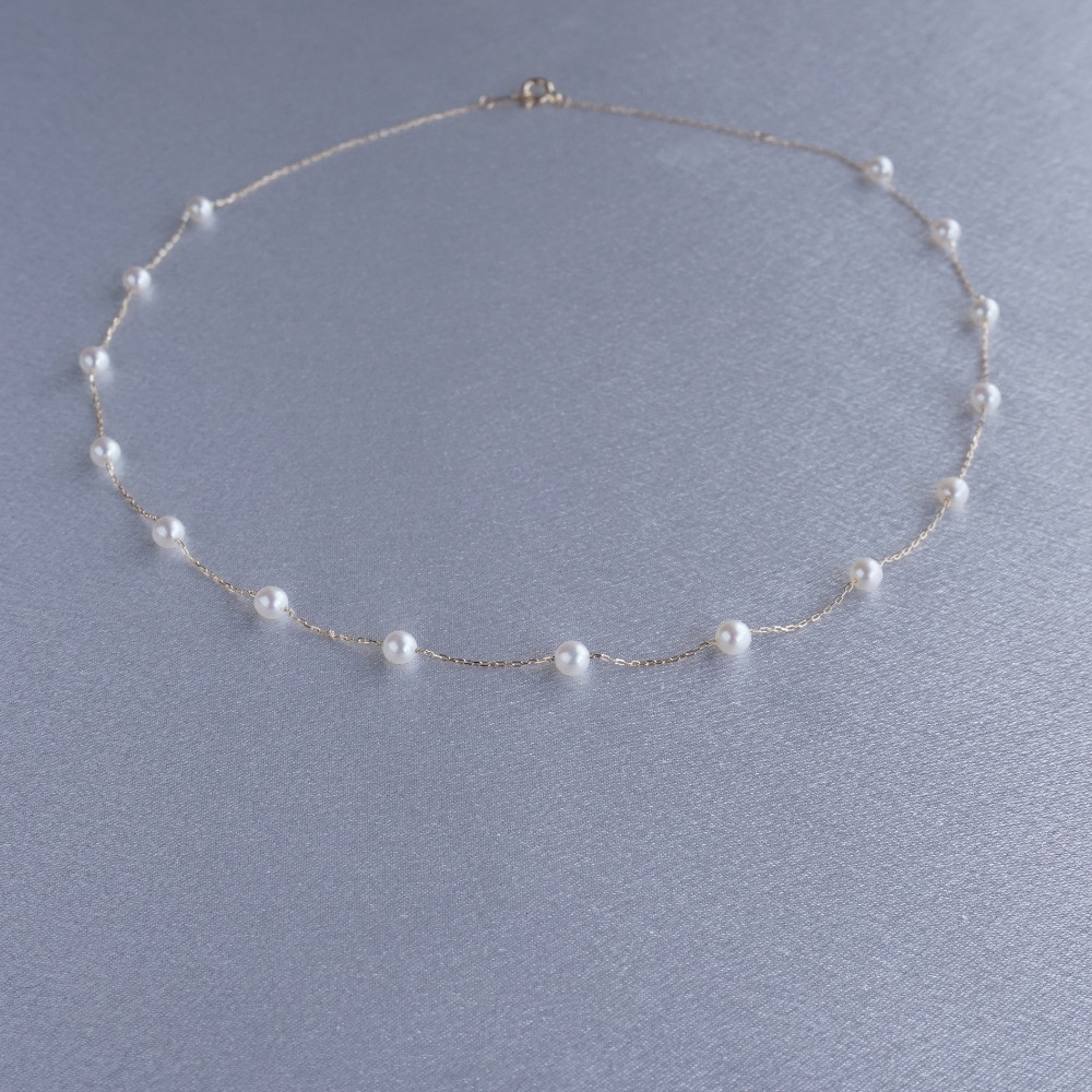 ベビーパールステーションネックレス K18イエローゴールド