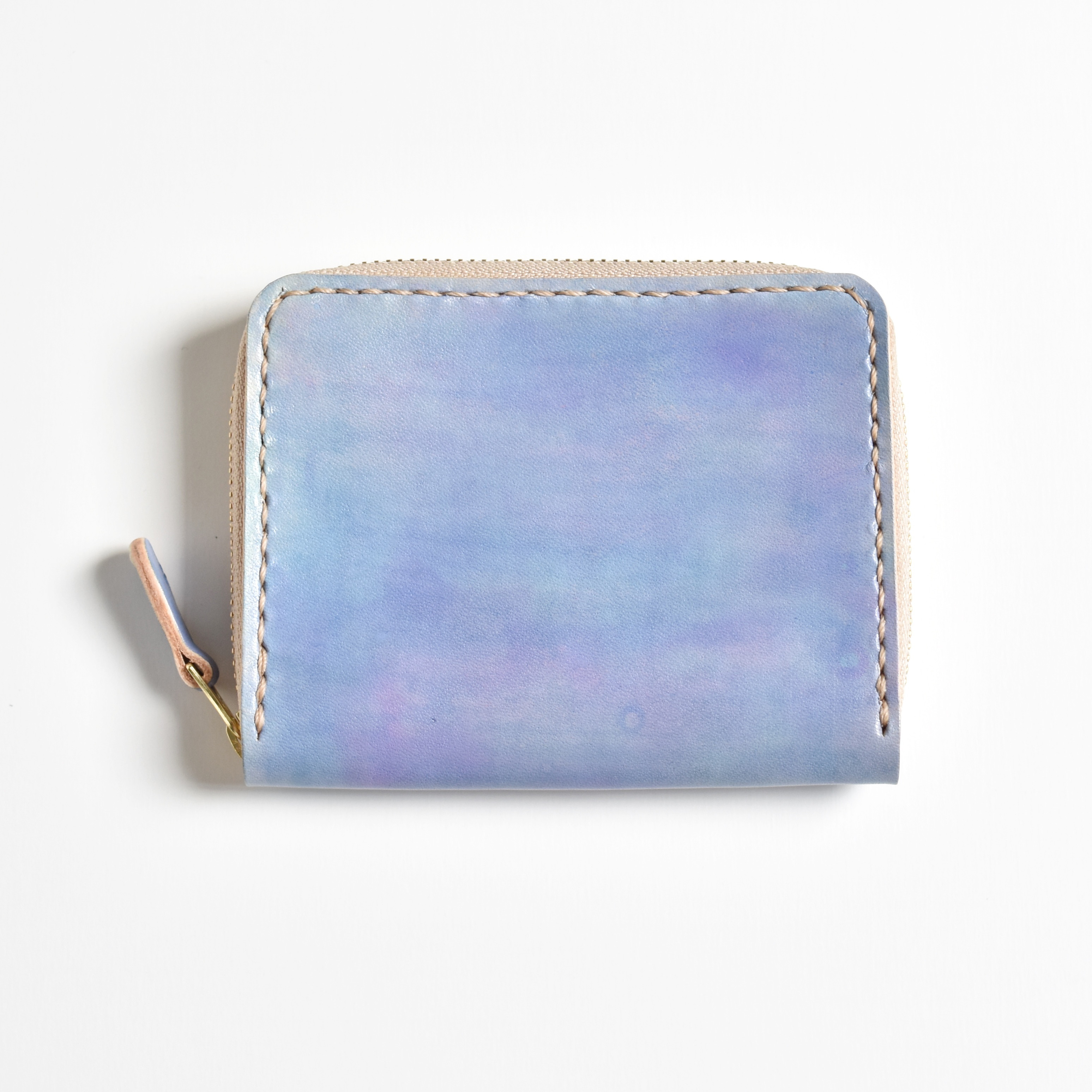 革の手染め財布 「あじさい  No.166（ラウンドファスナー小銭入れ/コインケース）」