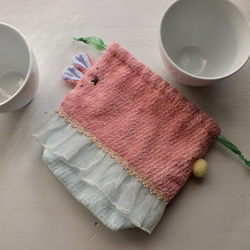 うさちゃんのコップ入れ巾着♡ピンク 2枚目の画像