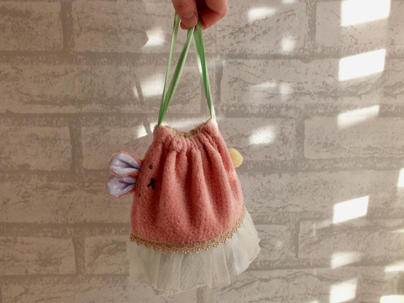 うさちゃんのコップ入れ巾着♡ピンク 5枚目の画像