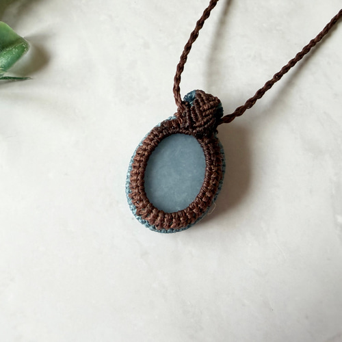 持ち込み石オーダー】マクラメ編みペンダント（ニ周編み）｜天然石