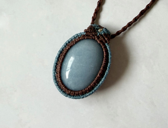 持ち込み石オーダー】マクラメ編みペンダント（ニ周編み）｜天然石