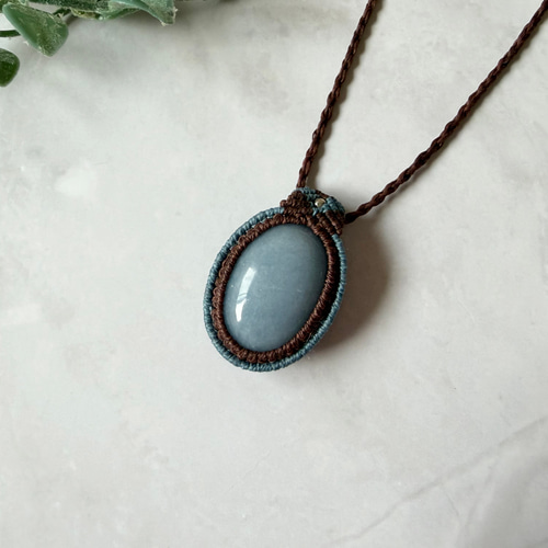 持ち込み石オーダー】マクラメ編みペンダント（ニ周編み）｜天然石