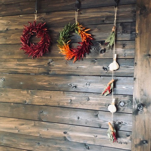 唐辛子リース カラフル Mサイズ その他インテリア雑貨 ネコファーム