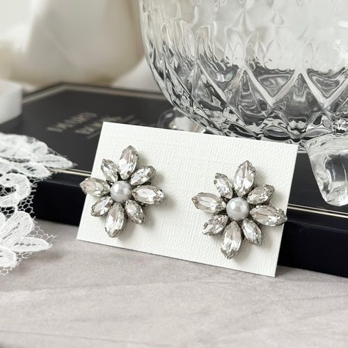 ♡ハンドメイド♡ビジューピアスイヤリング№982 - ピアス