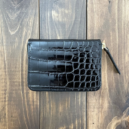 シャイニング クロコダイル × パイソン 財布 ブラック コンパクト