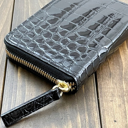 シャイニング クロコダイル × パイソン 財布 ブラック コンパクト 8枚目の画像